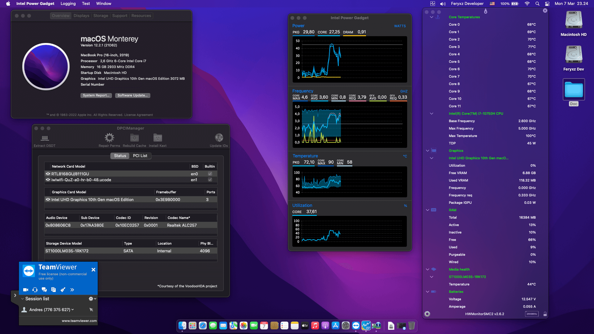 Success Hackintosh macOS Monterey 12.2.1 Build 21D62 in Lenovo Ideapad Gaming 3 15iMH05